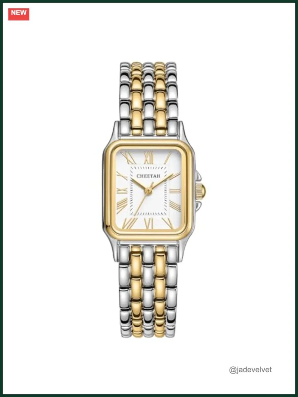 Vintage Rectangular Gold Watch for Women, Stainless Steel Band, Roman Numerals,